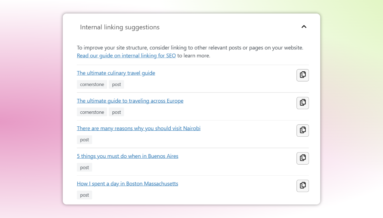 Internal linking suggestions — Yoast SEO Premium Internal linking suggestions — Yoast SEO Premium